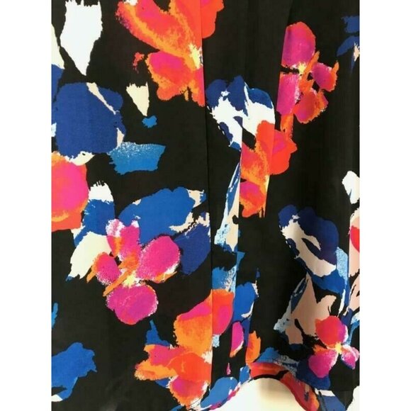 VINCE CAMUTO Long Sleeve Blouse Womens Small Black Colorful Floral Polyester - Picture 3 of 8